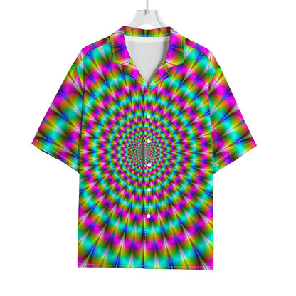 Psychedelic Rave Optical Illusion Rayon Hawaiian Shirt
