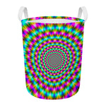 Psychedelic Rave Optical Illusion Round Laundry Basket