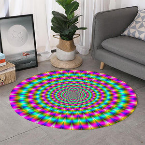 Psychedelic Rave Optical Illusion Round Rug