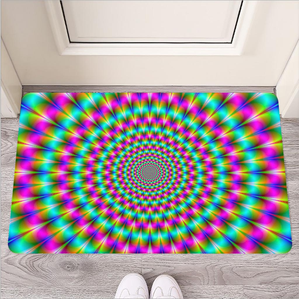 Psychedelic Rave Optical Illusion Rubber Doormat