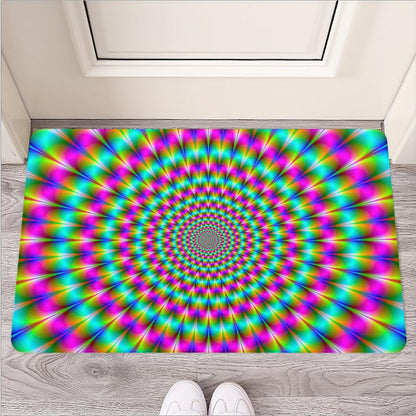 Psychedelic Rave Optical Illusion Rubber Doormat