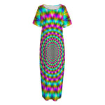 Psychedelic Rave Optical Illusion Short Sleeve Long Nightdress
