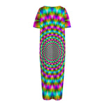 Psychedelic Rave Optical Illusion Short Sleeve Long Nightdress