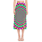 Psychedelic Rave Optical Illusion Side Slit Midi Skirt