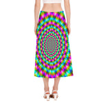 Psychedelic Rave Optical Illusion Side Slit Midi Skirt