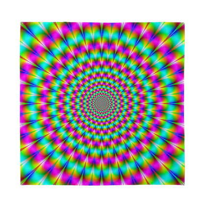 Psychedelic Rave Optical Illusion Silk Bandana
