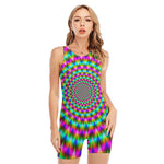 Psychedelic Rave Optical Illusion Sleeveless One Piece Swimsuit