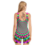 Psychedelic Rave Optical Illusion Sleeveless One Piece Swimsuit
