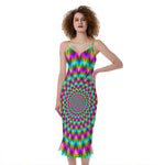 Psychedelic Rave Optical Illusion Slim Fit Midi Cami Dress