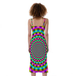 Psychedelic Rave Optical Illusion Slim Fit Midi Cami Dress