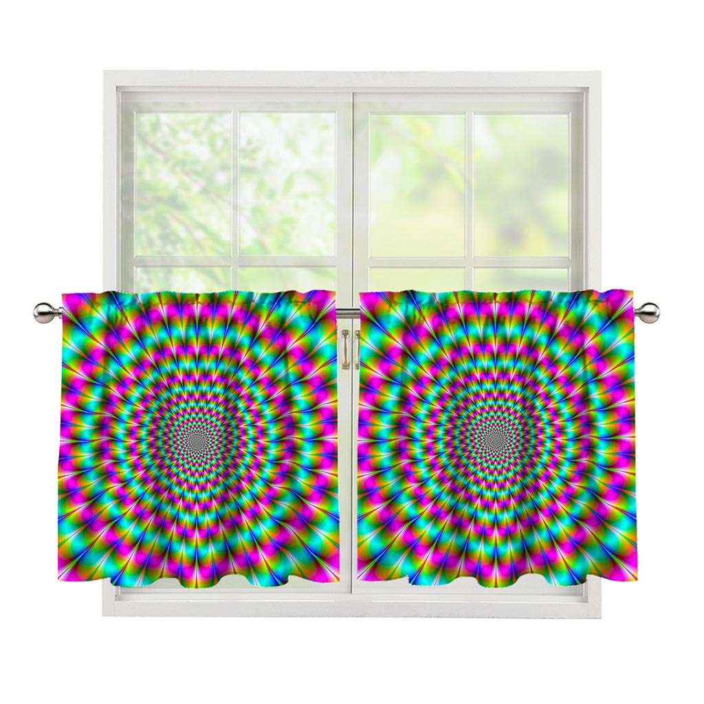 Psychedelic Rave Optical Illusion Tier Curtains
