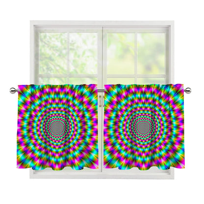 Psychedelic Rave Optical Illusion Tier Curtains