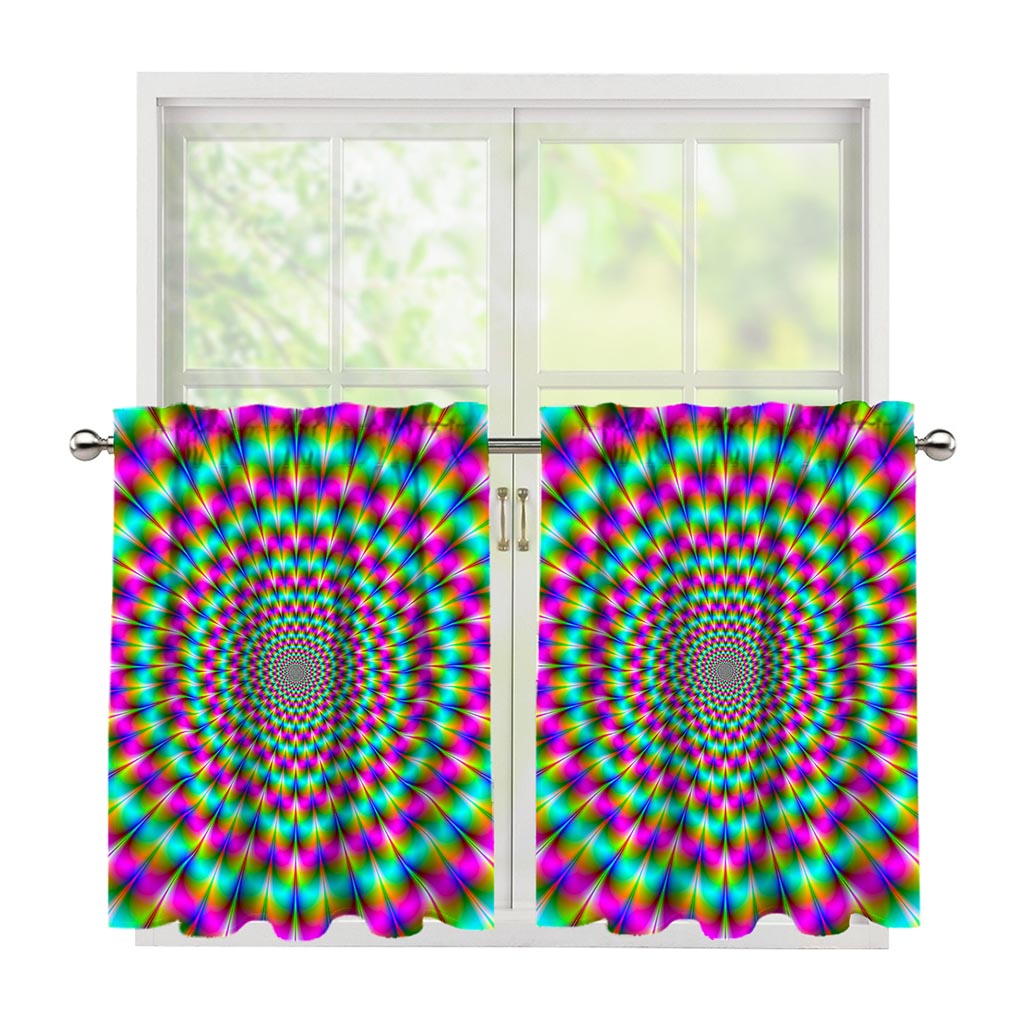 Psychedelic Rave Optical Illusion Tier Curtains