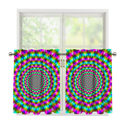 Psychedelic Rave Optical Illusion Tier Curtains