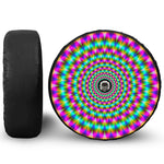 Psychedelic Rave Optical Illusion Tire Cover With Camera Hole