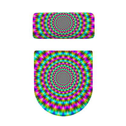 Psychedelic Rave Optical Illusion Toilet Lid And Tank Cover Set