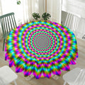 Psychedelic Rave Optical Illusion Waterproof Round Tablecloth