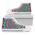 Psychedelic Rave Optical Illusion White High Top Sneakers