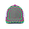 Psychedelic Rave Optical Illusion White Mesh Trucker Cap