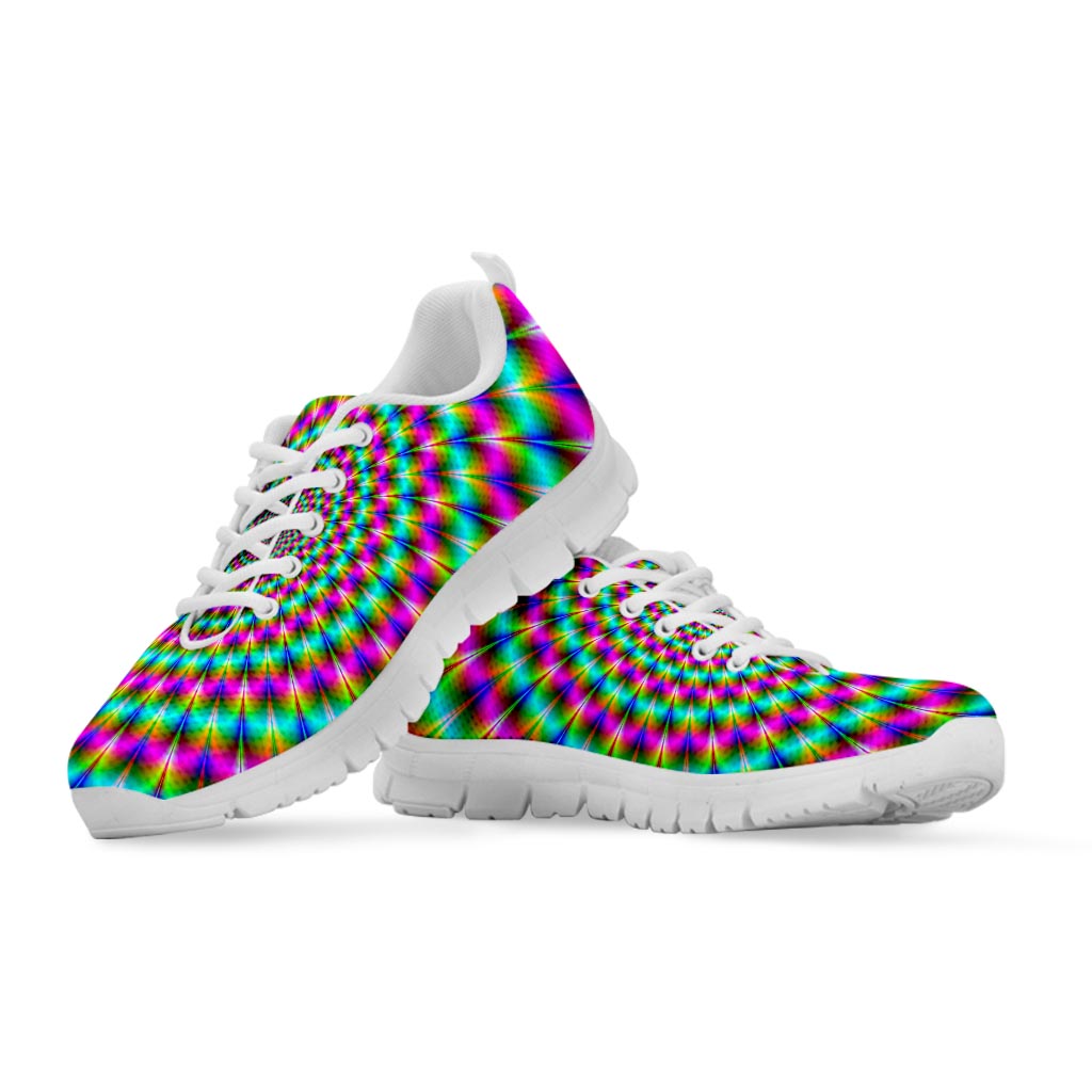 Psychedelic Rave Optical Illusion White Running Shoes