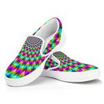 Psychedelic Rave Optical Illusion White Slip On Sneakers