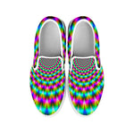 Psychedelic Rave Optical Illusion White Slip On Sneakers