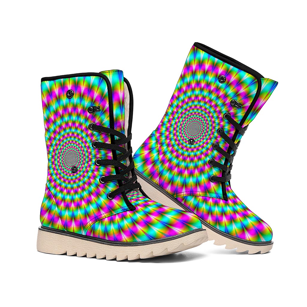 Psychedelic Rave Optical Illusion Winter Boots