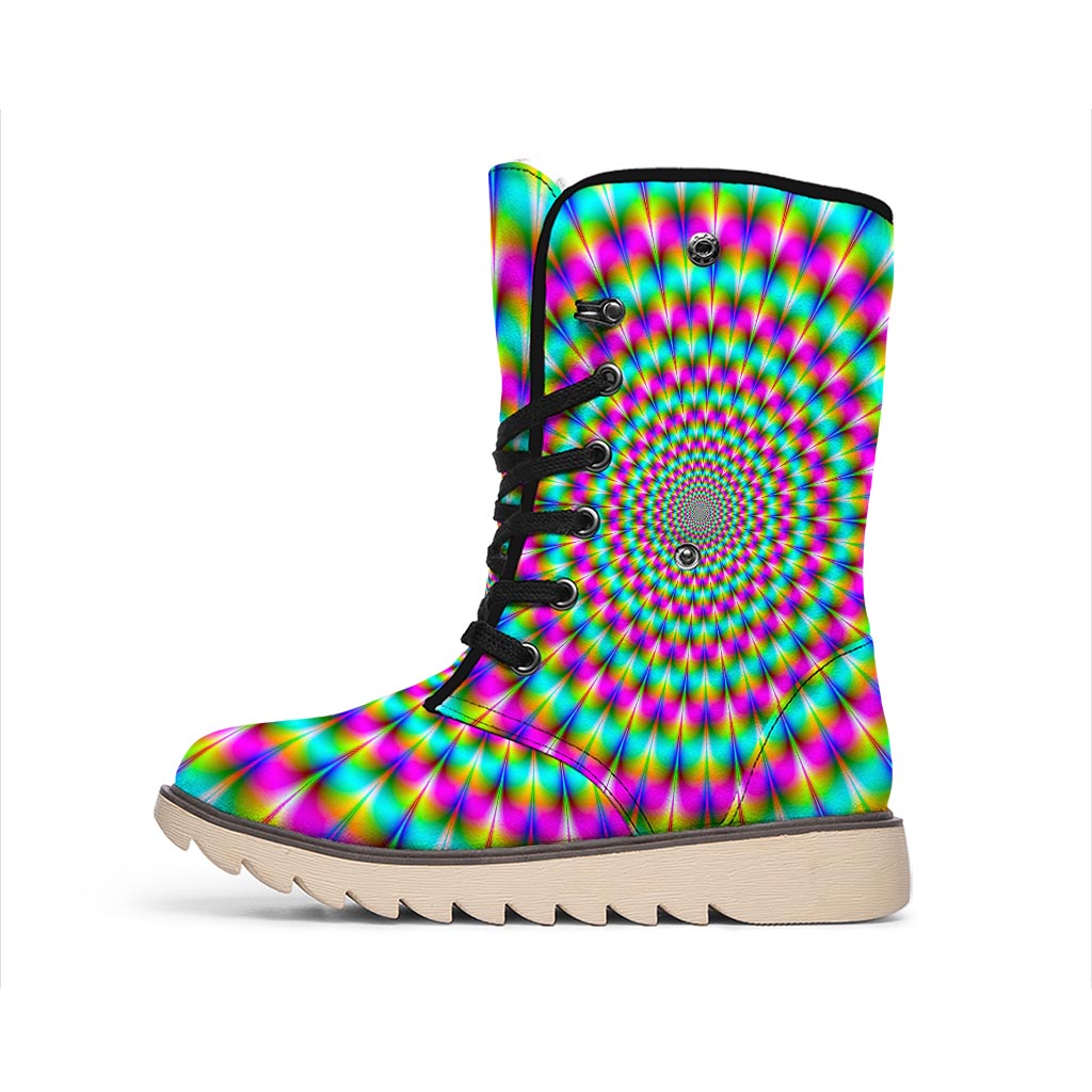 Psychedelic Rave Optical Illusion Winter Boots