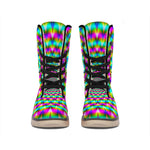 Psychedelic Rave Optical Illusion Winter Boots