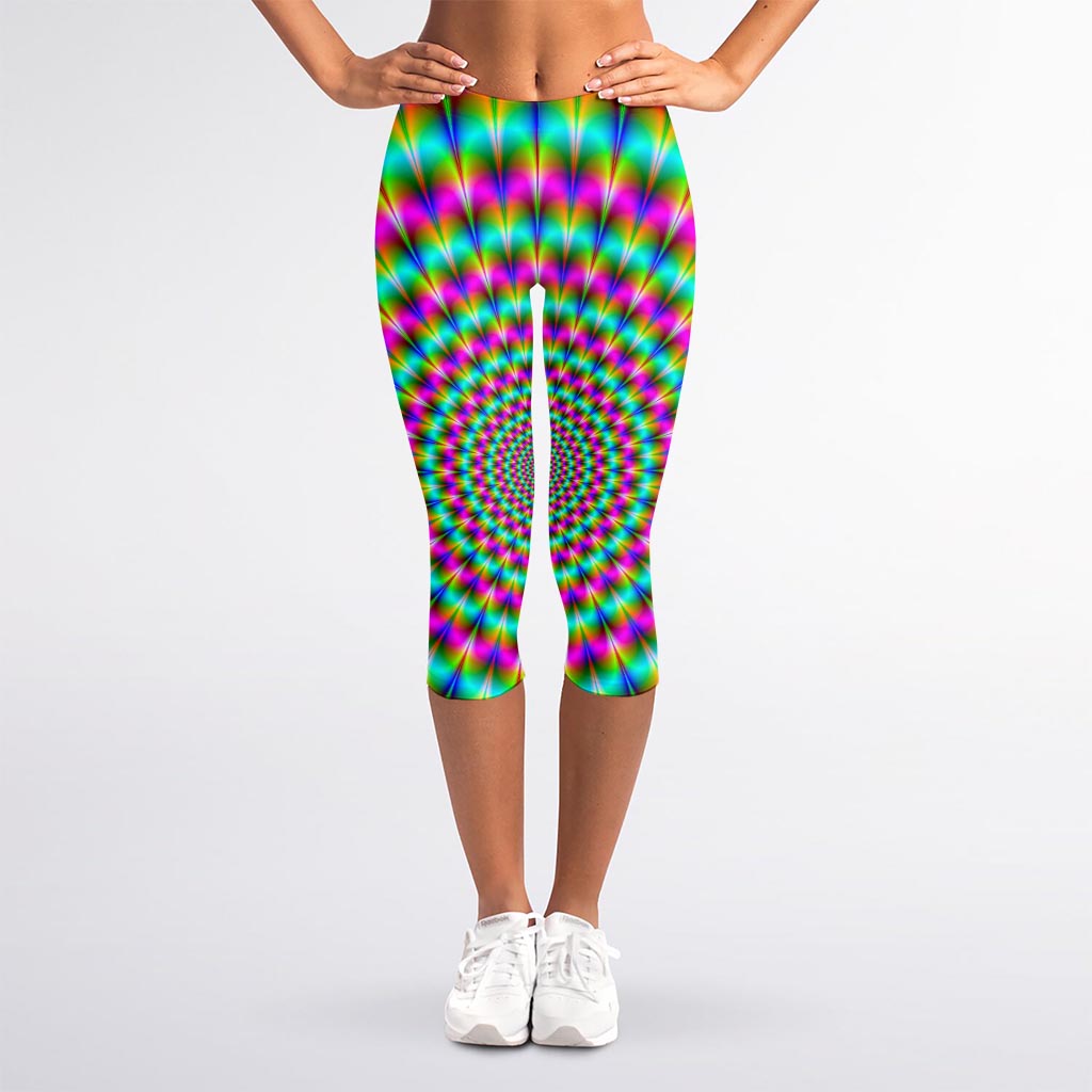 Psychedelic Rave Optical Illusion Women's Capri Leggings