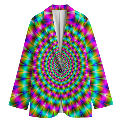 Psychedelic Rave Optical Illusion Women's Cotton Blazer