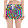 Psychedelic Rave Optical Illusion Women's Split Running Shorts