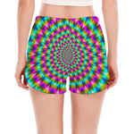 Psychedelic Rave Optical Illusion Women's Split Running Shorts