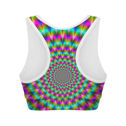 Psychedelic Rave Optical Illusion Women's Sports Bra