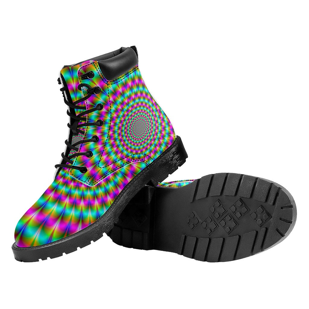 Psychedelic Rave Optical Illusion Work Boots