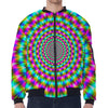 Psychedelic Rave Optical Illusion Zip Sleeve Bomber Jacket