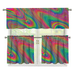 Psychedelic Rave Print 3 Piece Kitchen Curtains