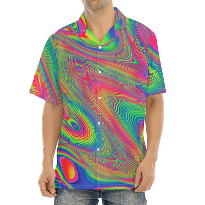 Psychedelic Rave Print Aloha Shirt