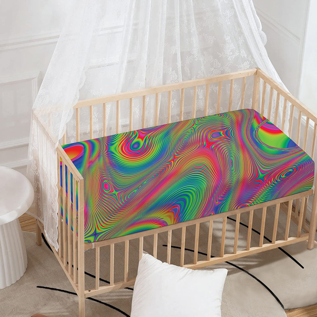 Psychedelic Rave Print Baby Crib Sheet