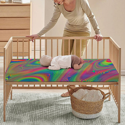 Psychedelic Rave Print Baby Crib Sheet