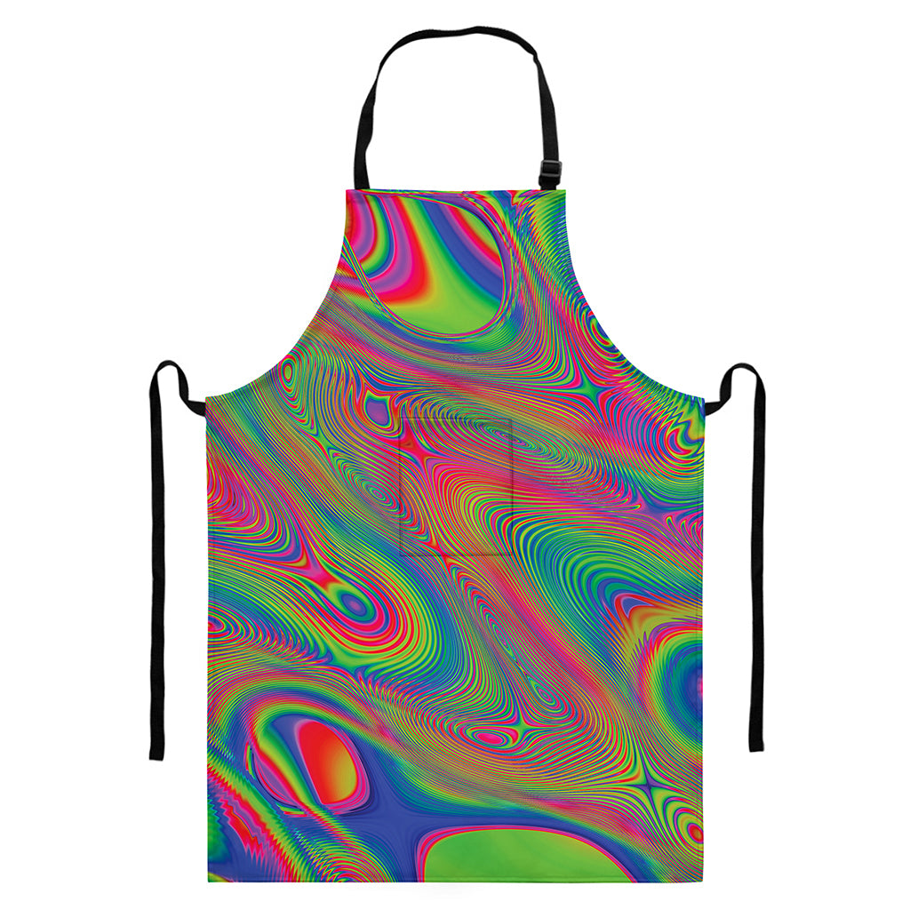 Psychedelic Rave Print Bib Apron With Pocket