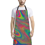 Psychedelic Rave Print Bib Apron With Pocket