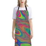 Psychedelic Rave Print Bib Apron With Pocket