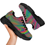 Psychedelic Rave Print Black Chunky Shoes