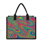 Psychedelic Rave Print Canvas Tote Bag