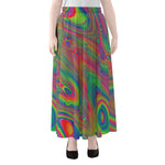 Psychedelic Rave Print Chiffon Maxi Skirt