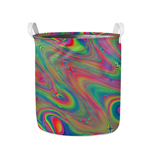 Psychedelic Rave Print Collapsible Laundry Basket