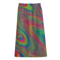Psychedelic Rave Print Cotton Front Slit Maxi Skirt