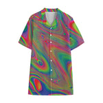 Psychedelic Rave Print Cotton Hawaiian Shirt