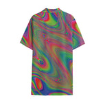 Psychedelic Rave Print Cotton Hawaiian Shirt